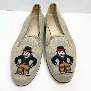 Stubbs & Wootton Tan Embroidered Loafers